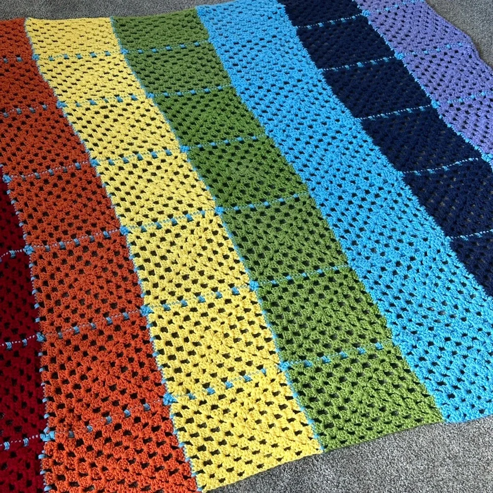 New Handmade Rainbow Crochet Afghan‎